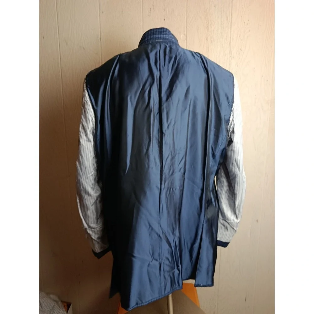 Ermenegildo Zegna Sport Coat Mens 52 Blue Gingham Wool Mila Italy